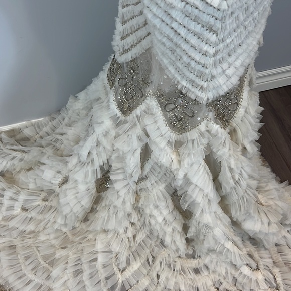 Eve of Milady Amalia Carrara Silk Sequin Swarovski Crystal Trumpet Mermaid Gown - Picture 10 of 17